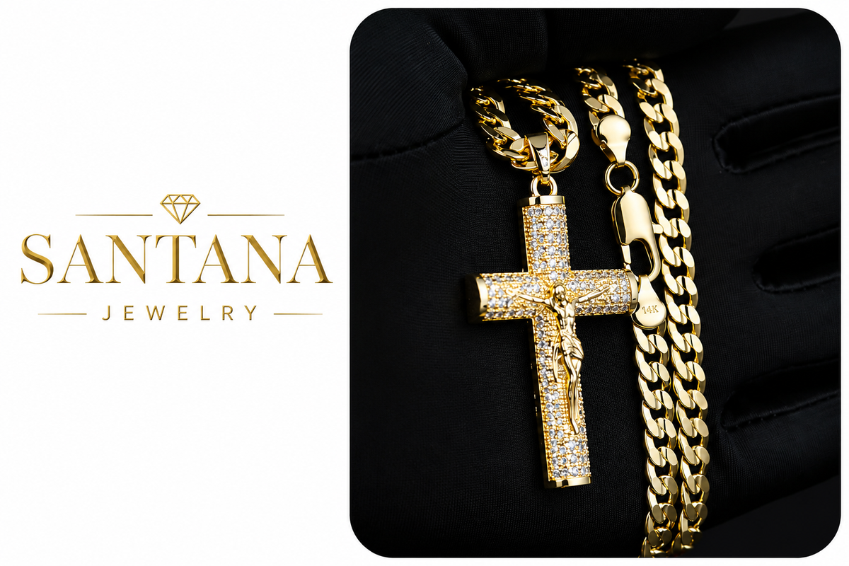 Santana Crazy Sale 14K Real Gold-Plated Cuban & Figaro & Rope Set – Bracelet & Necklace, 8mm/10mm