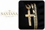 Santana Crazy Sale 14K Real Gold-Plated Cuban & Figaro & Rope Set – Bracelet & Necklace, 8mm/10mm